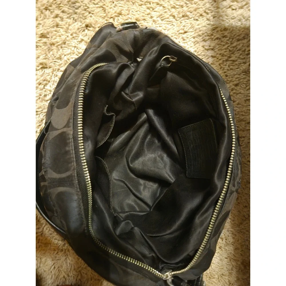 Coach Signature Mia Maggie Black Jacquard‎ Hobo Shoulder Bag F18619